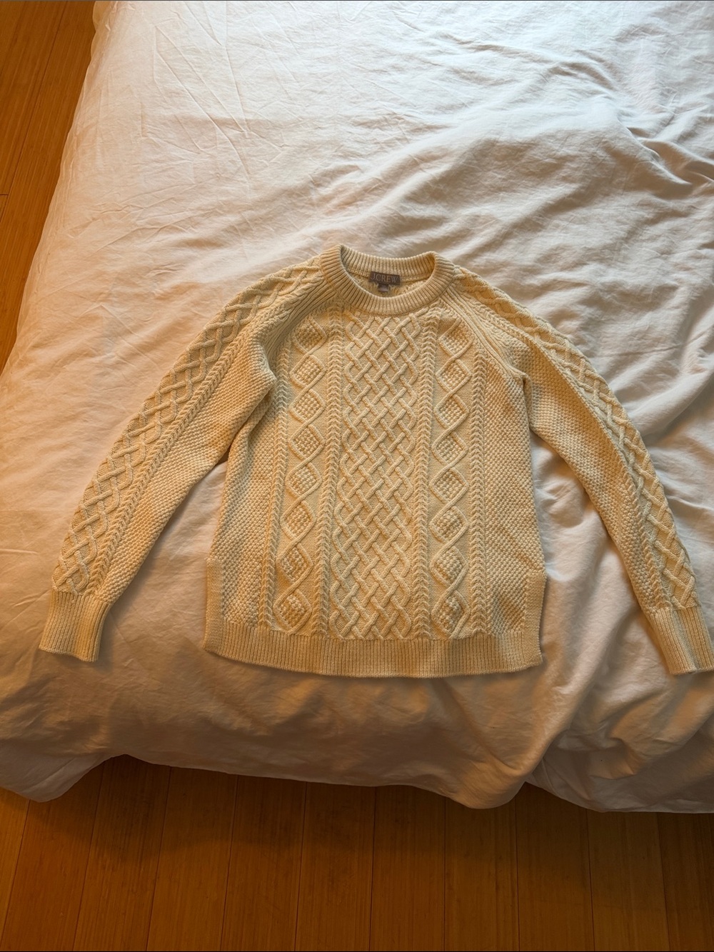 J. Crew Cream Cable Knit Crewneck Sweater cozy soft